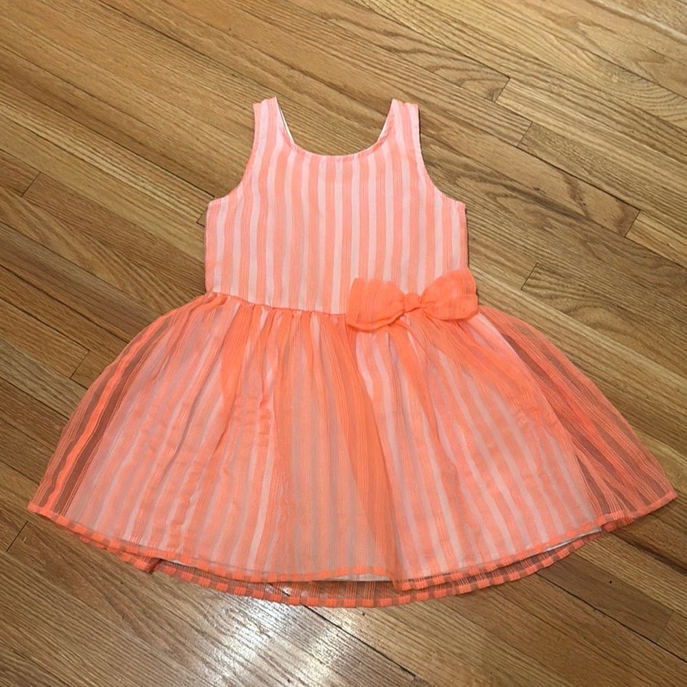 Orange Striped Kids Dress